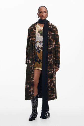 Printed long coat - GREEN - L - Desigual - Modalova