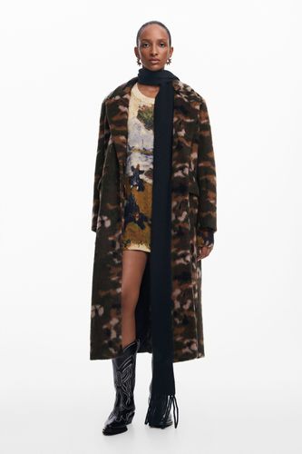 Printed long coat - GREEN - XS - Desigual - Modalova