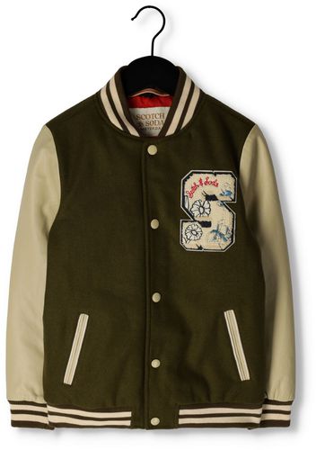 Wool College Jacket With Leather Sleeves Jungen - Scotch & Soda - Modalova