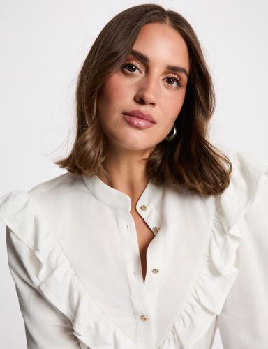 T-shirt plissé boutonné - Morgan - Modalova