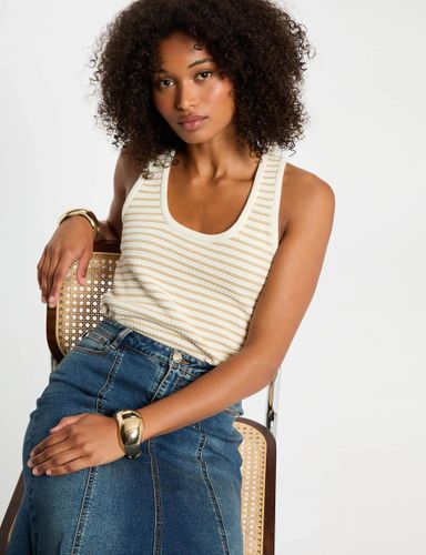 Top en maille rayé blanc femme - Morgan - Modalova