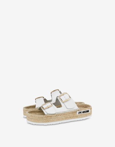 Sandalias Tipo Alpargata De Piel De Becerro Blanca - Love Moschino - Modalova