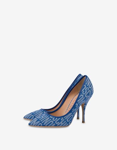 All-over Logo Denim Court Shoes - Moschino - Modalova