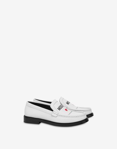 In Love We Trust Calfskin Loafers - Moschino - Modalova