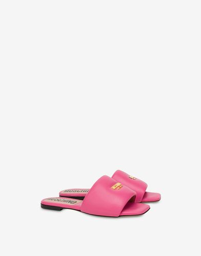 Metal Logo Nappa Leather Flat Sandals - Moschino - Modalova
