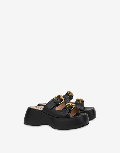 Sandalias Con Platforma Buckles De Piel De Becerro - Moschino - Modalova