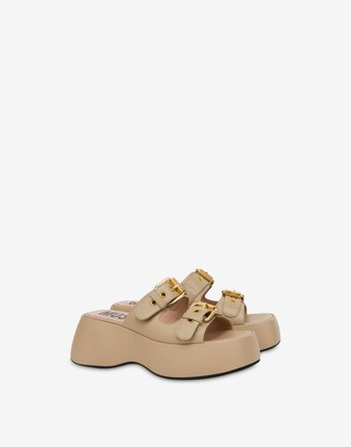 Buckles Calfskin Platform Sandals - Moschino - Modalova