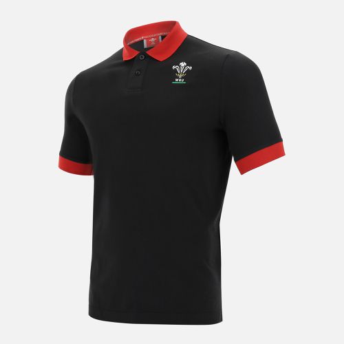 Welsh Rugby 2020/21 black piquet cotton polo shirt from the fans collection - Macron - Modalova