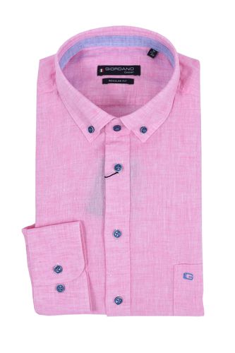 Regular Fit Linen Shirt Pink Size: SIZE M - Giordano - Modalova