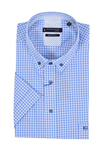 Regular Fit Short Sleeved Shirt Light Blue Check Size: SIZE 2 - Giordano - Modalova