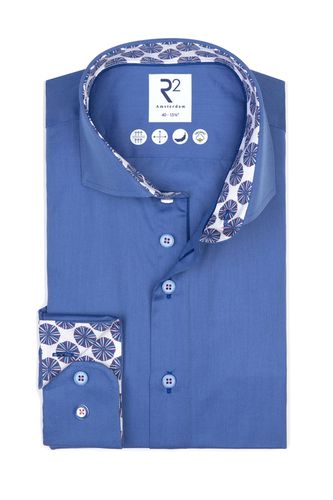 Cut Away Collar Long Sleeved Shirt Blue Size: 15.5/39 - R2 - Modalova