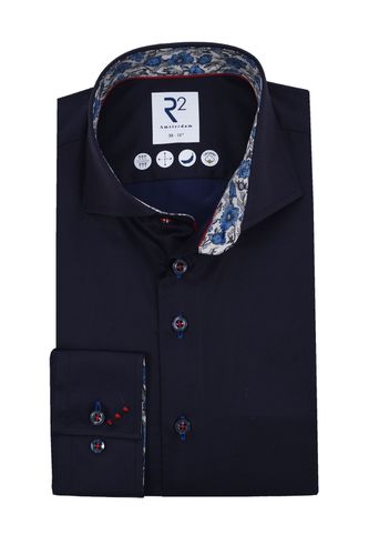 Cutaway Collar Shirt With Liberty Print Trim Navy Size: 16/41 - R2 - Modalova