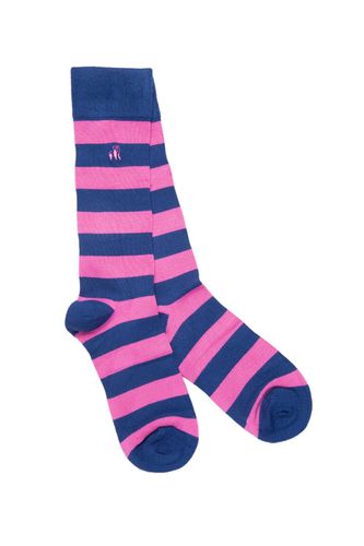 Bamboo Socks Rich Pink Striped Size: 1 SIZE 7-11 - Swole Panda - Modalova