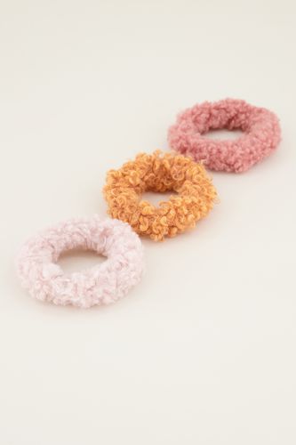 Oranje&lichtroze teddy scrunchie set | - My jewellery - Modalova