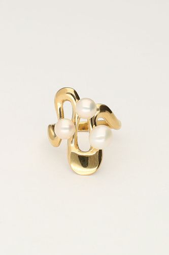 Ring organische Form mit 3 Perlen | - My jewellery - Modalova