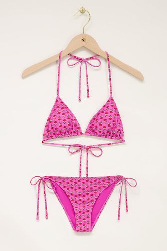 Rosa Triangel Bikini Set mit rotem Blumendruck | - My jewellery - Modalova