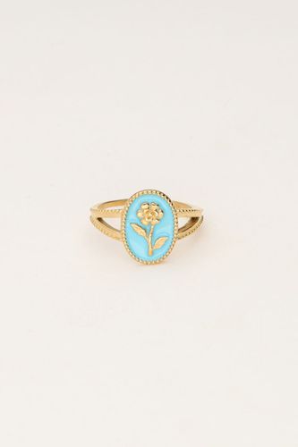 Blauer Art Statement-Ring mit Blume | - My jewellery - Modalova