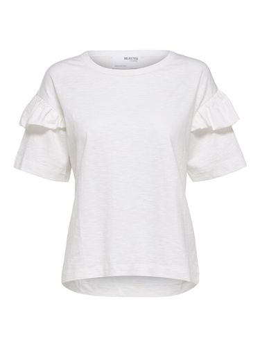 Organic Cotton Ruffle T-shirt - Selected - Modalova