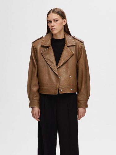 Structured Leather Jacket - Selected - Modalova