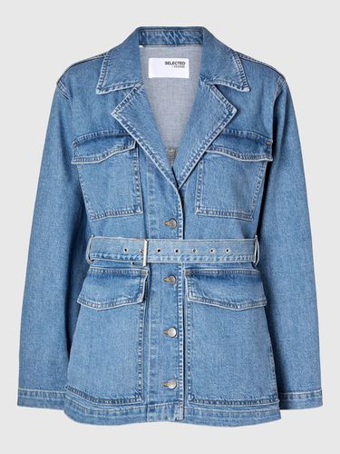 Belted Denim Jacket - Selected - Modalova