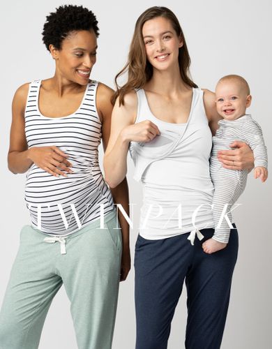 Two Pack Essential Maternity to Nursing Vest Tops in & Stripe - Seraphine - Modalova