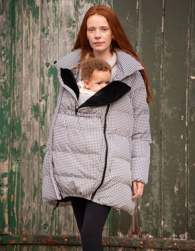 Houndstooth Belted Puffer Maternity Coat - Seraphine - Modalova