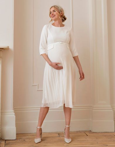 Ivory Pleated Maternity Midi Dress - Seraphine - Modalova
