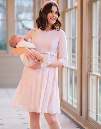 Pink Pleated Maternity & Nursing Dress - Seraphine - Modalova