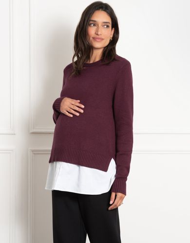 Knit Jumper with Woven Maternity & Nursing Shirt - Seraphine - Modalova