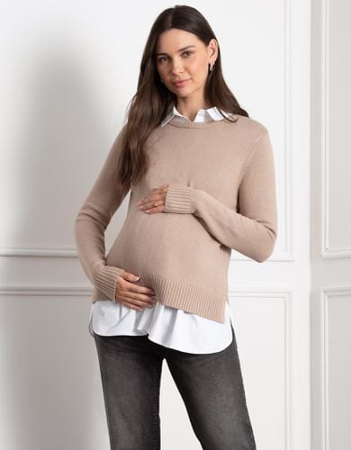 Knit Maternity & Nursing Jumper with Woven Shirt - Seraphine - Modalova