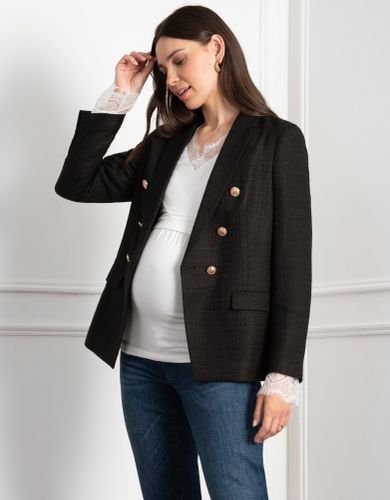 Tweed Maternity & Nursing Blazer with Gold Trims - Seraphine - Modalova