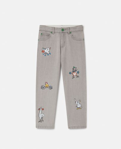 Jeans in Denim Ricamo Animale, Donna, , Taglia: 5 - Stella McCartney - Modalova