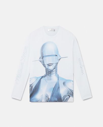 T-shirt a maniche lunghe in cotone biologico con stampa Sexy Robot, Donna, , Taglia: XS - Stella McCartney - Modalova