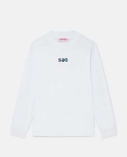 SOS Embroidered Long-Sleeve T-Shirt, Frau, , Größe: M - Stella McCartney - Modalova