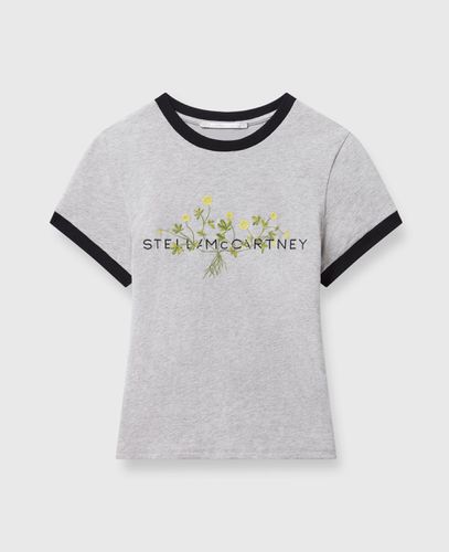 T-Shirt con Ricamo Logo Floreale, Donna, , Taglia: S - Stella McCartney - Modalova