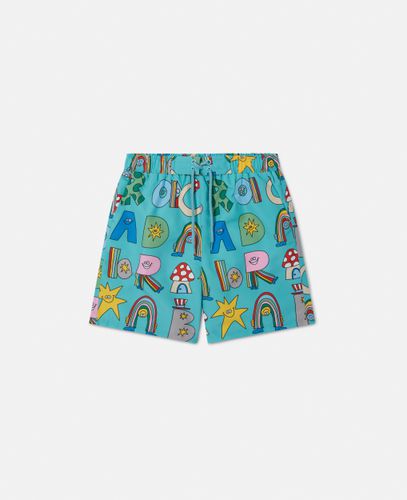 Stella Woodland Lettering Swim Shorts, Woman, , Size: 12 - Stella McCartney - Modalova