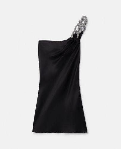 Falabella Crystal Chain Double Satin One-Shoulder Mini Dress, Woman, , Size: 44 - Stella McCartney - Modalova