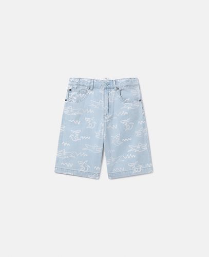 Shark Print Denim Shorts, Donna, , Taglia: 8 - Stella McCartney - Modalova