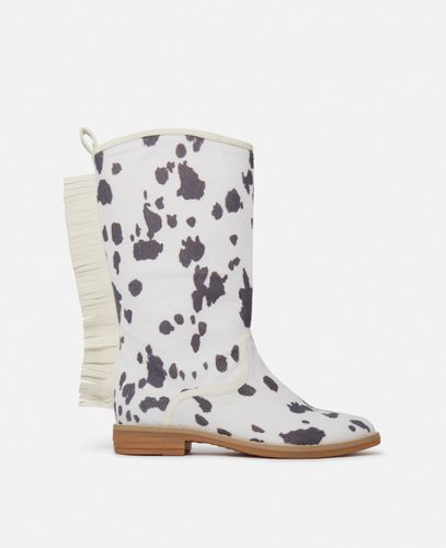 Stivali Western con Frange e Motivo Mucca, Donna, , Taglia: 26 - Stella McCartney - Modalova