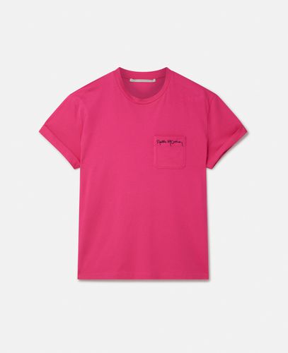 T Shirt mit Stella Logo und Herzstickerei, Frau, , Größe: XL - Stella McCartney - Modalova