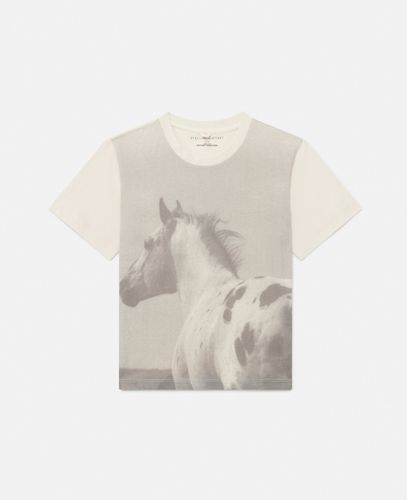 T-Shirt mit Pferde-Grafik, Frau, , Größe: 3 - Stella McCartney - Modalova