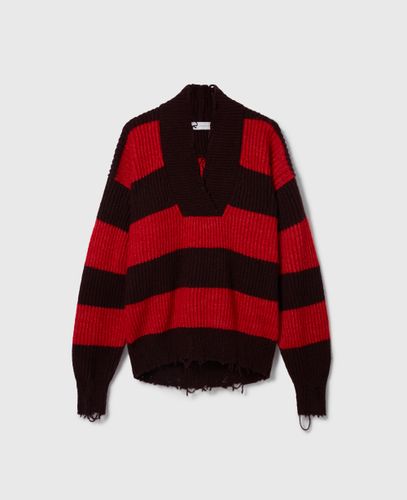 Maglione Oversize a Righe con Scollo a V, Donna, , Taglia: XS - Stella McCartney - Modalova