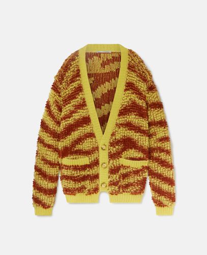 Cardigan in Maglia Boucle con Motivo Tigre, Donna, , Taglia: L - Stella McCartney - Modalova