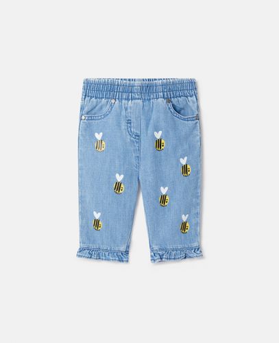 Striped Bow Print Frill Hem Baby Jeans, Donna, , Taglia: 9m - Stella McCartney - Modalova