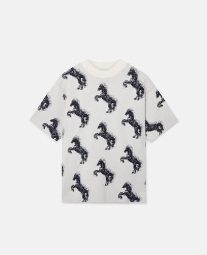 Jacquard-T-Shirt mit gepixeltem Pferd, Frau, , Größe: XS - Stella McCartney - Modalova
