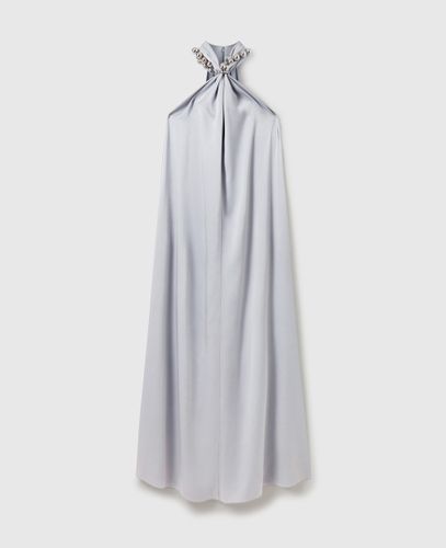 Maxikleid aus Satin mit Kugelkette und Neckholder, Frau, , Größe: 42 - Stella McCartney - Modalova