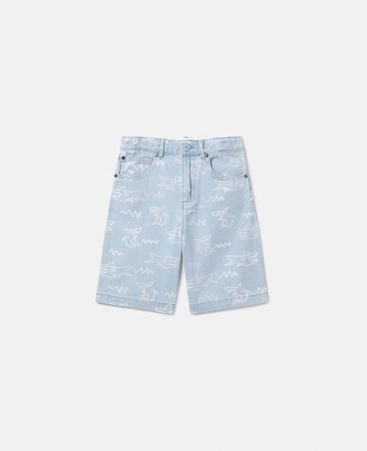 Shark Print Denim Shorts, Donna, , Taglia: 5 - Stella McCartney - Modalova