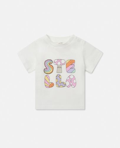 Stella Woodland Lettering Crewneck T-Shirt, Woman, , Size: 12m - Stella McCartney - Modalova