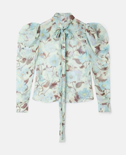 Lady Garden Print Silk Chiffon Pussybow Shirt, Woman, , Size: 38 - Stella McCartney - Modalova
