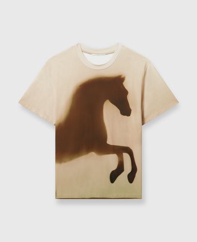 T-Shirt in Cotone con Grafica Cavallo, Donna, , Taglia: M - Stella McCartney - Modalova